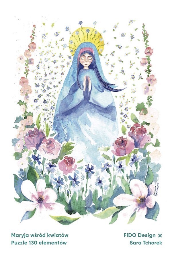 Puzzle "Maryja wśród kwiatów"