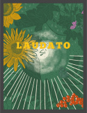 Plakat z roślinami i kwiatami, a w centrum jest żółty napis Laudato Si.