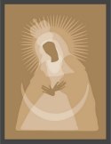 Złoty plakat z Madonną Miłosierdzia, czyli Matką Bożą Ostrobramską.